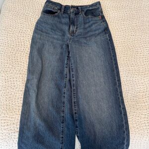 Madewell Wide Leg Flare Jeans in Medium Blue Denim